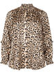 Smocked leopard print blouse, Brown, Packshot image number 0