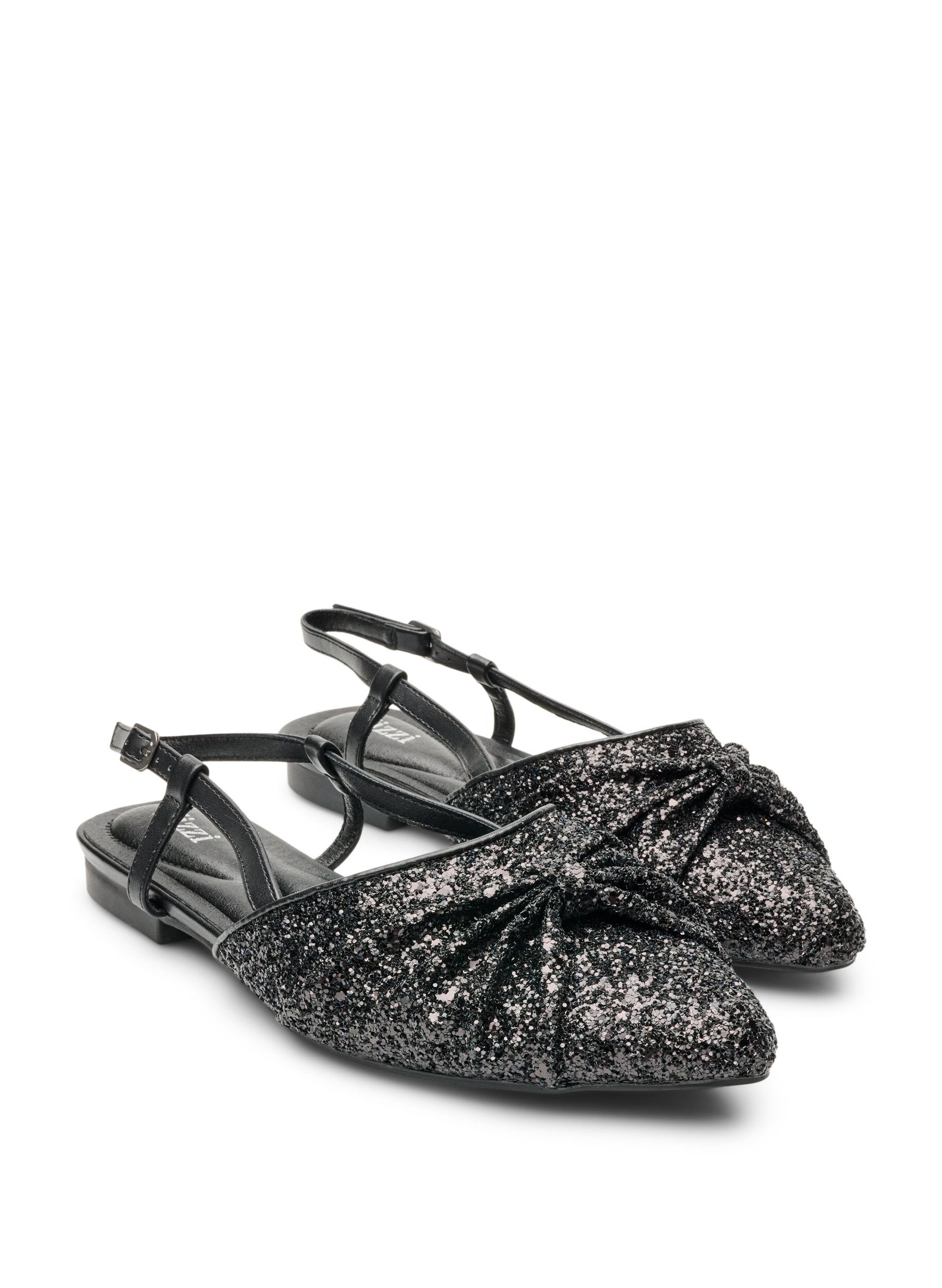 ZizzifashionSparkly slingback with bow detail, Black, Packshot image number 1