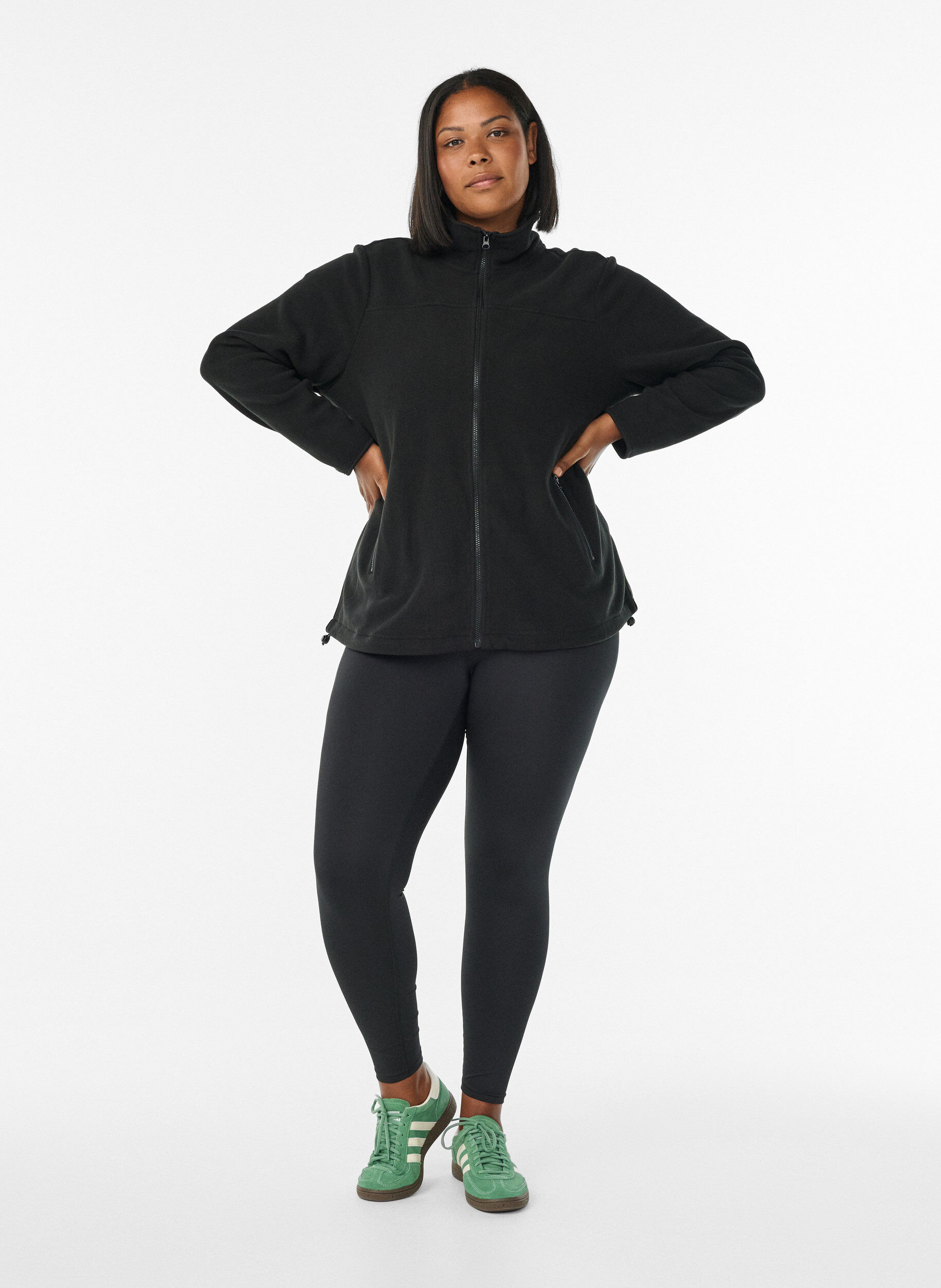 Zizzifashion Fleece jacket with pockets, Black, Model image number 1