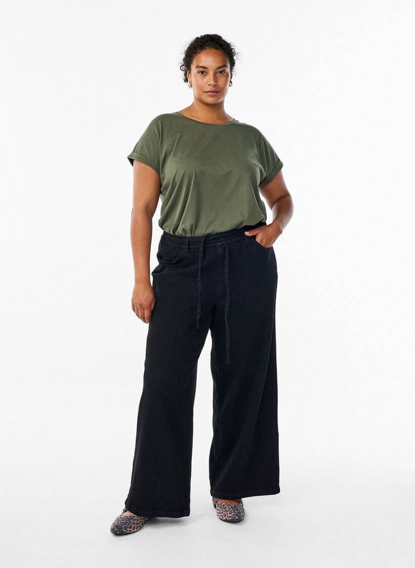 Short sleeve cotton blend T-shirt, Green, Model image number 1