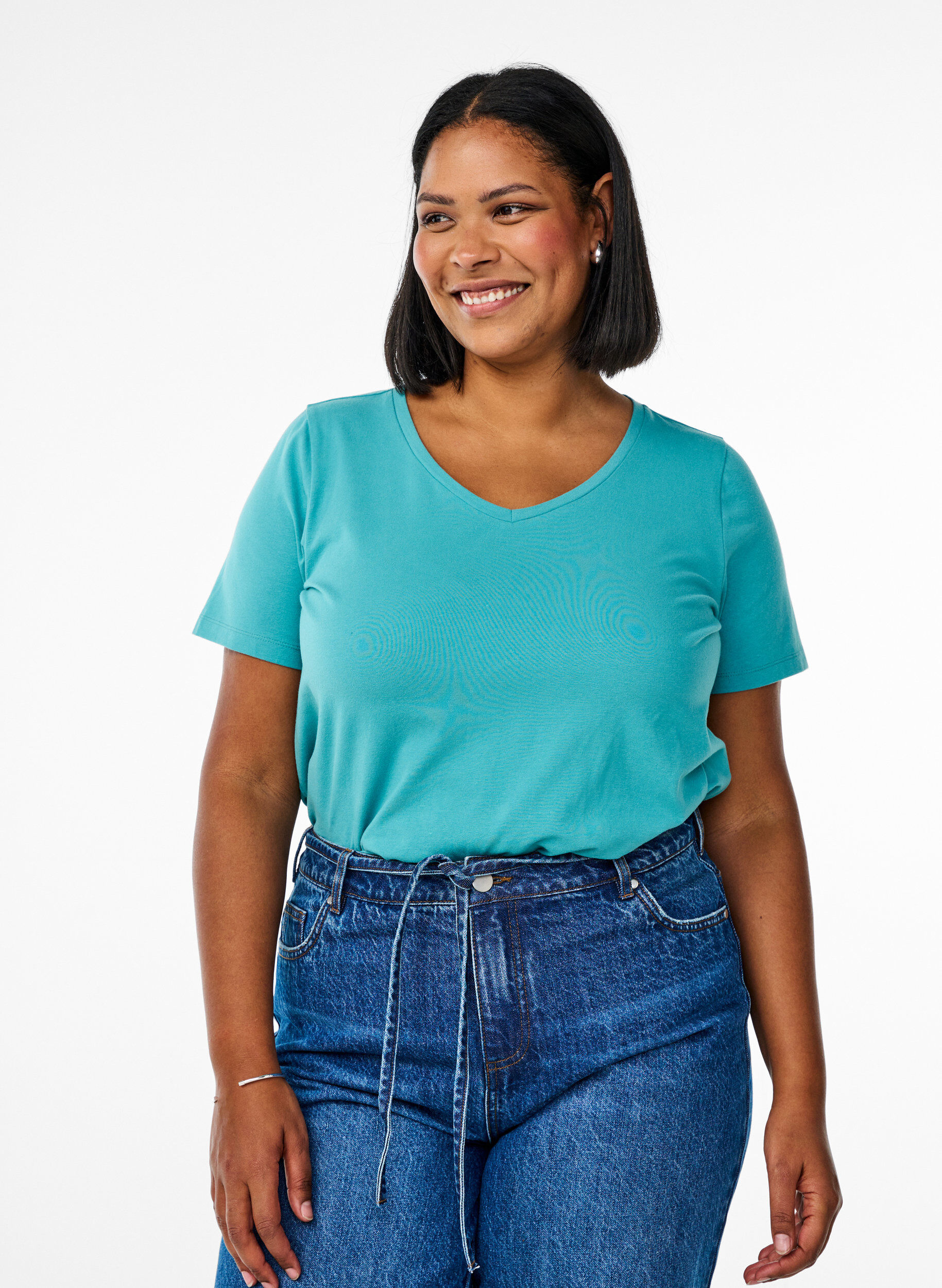 ZizzifashionBasic plain cotton t-shirt, Blue, Model image number 0