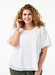Blouse with puffed sleeves and lace pattern, White, Model image number 0