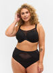 High waisted panty with lace and mesh, Black, Model image number 0