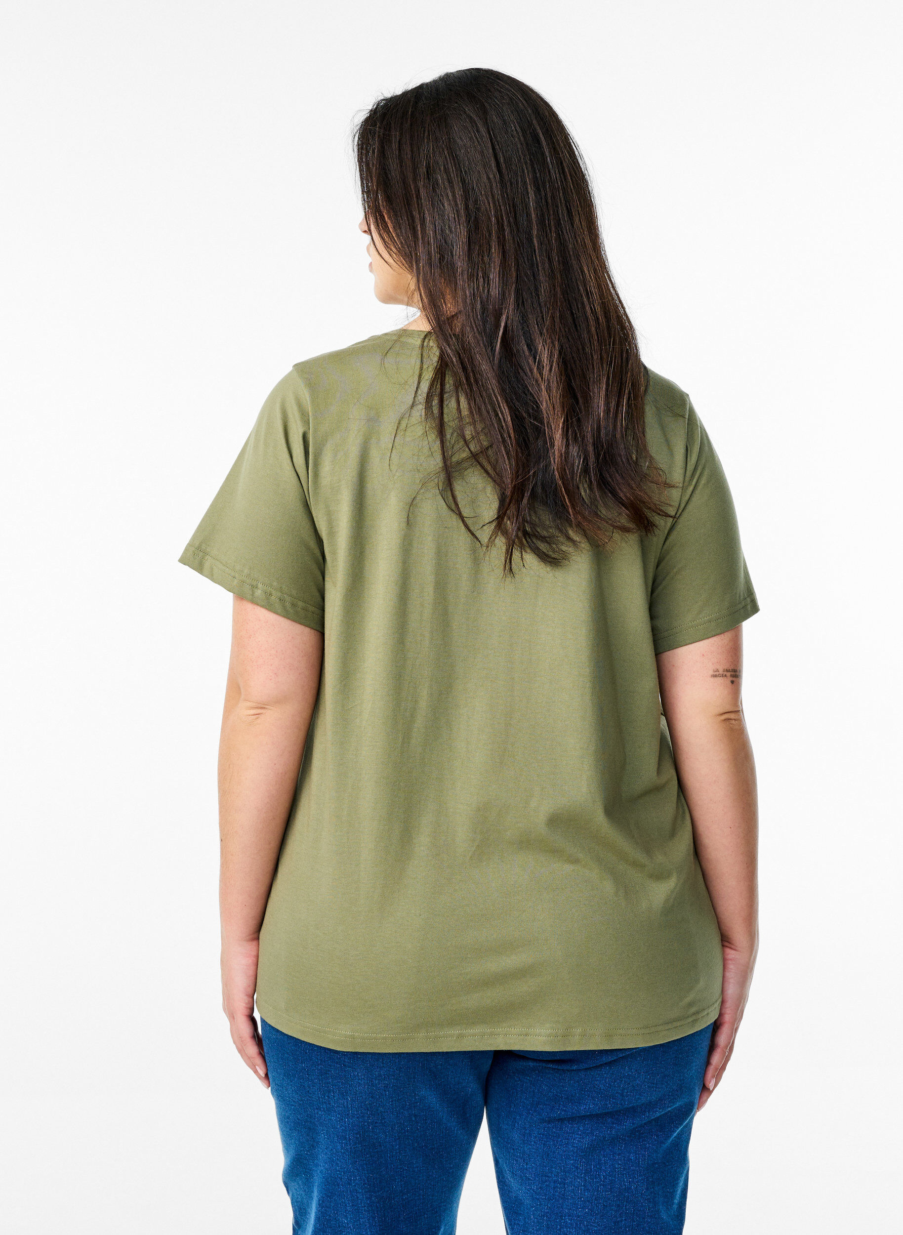 Zizzifashion T-shirt in organic cotton with chest pocket, Green, Model image number 2