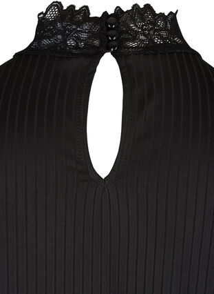 High neck top with lace details, Black, Packshot image number 3