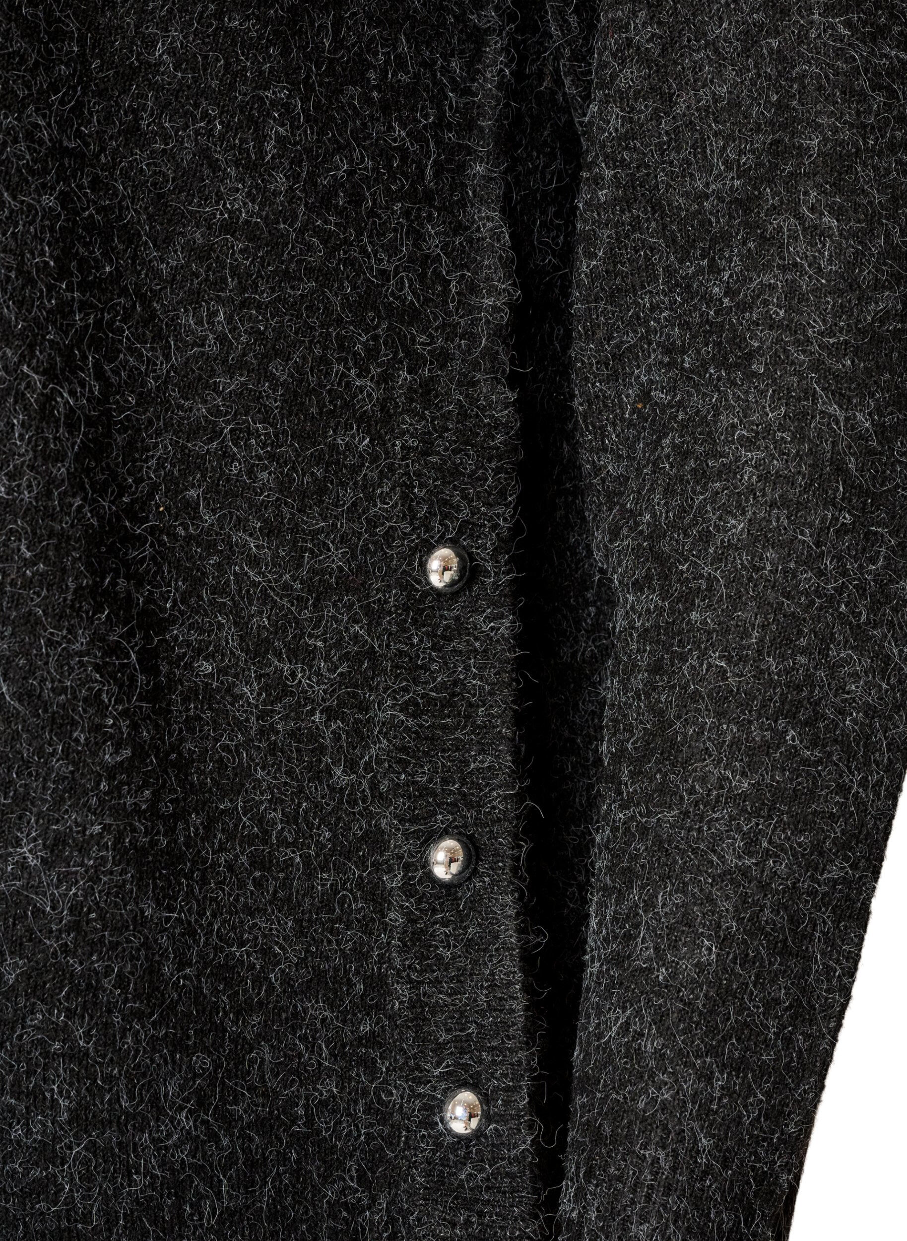 ZizzifashionLong knitted blouse with ball buttons, Dark Grey, Packshot image number 3