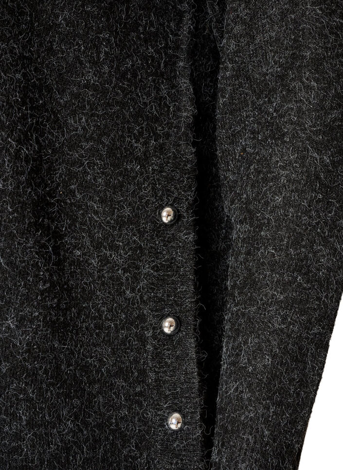 Long knitted blouse with ball buttons, Dark Grey, Packshot image number 3
