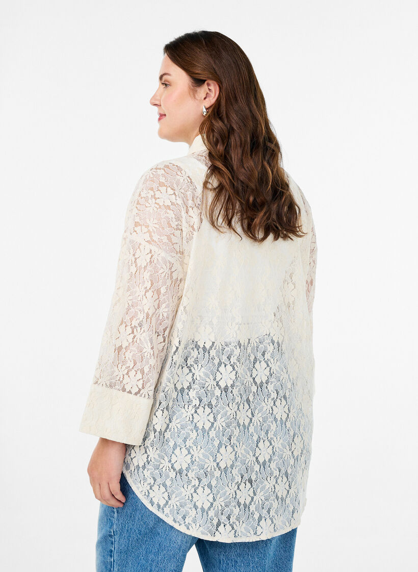 Lace shirt with 3/4 sleeves, Vanilla, Model image number 2