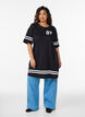 Short T-shirt dress with sporty details, Black, Model image number 1