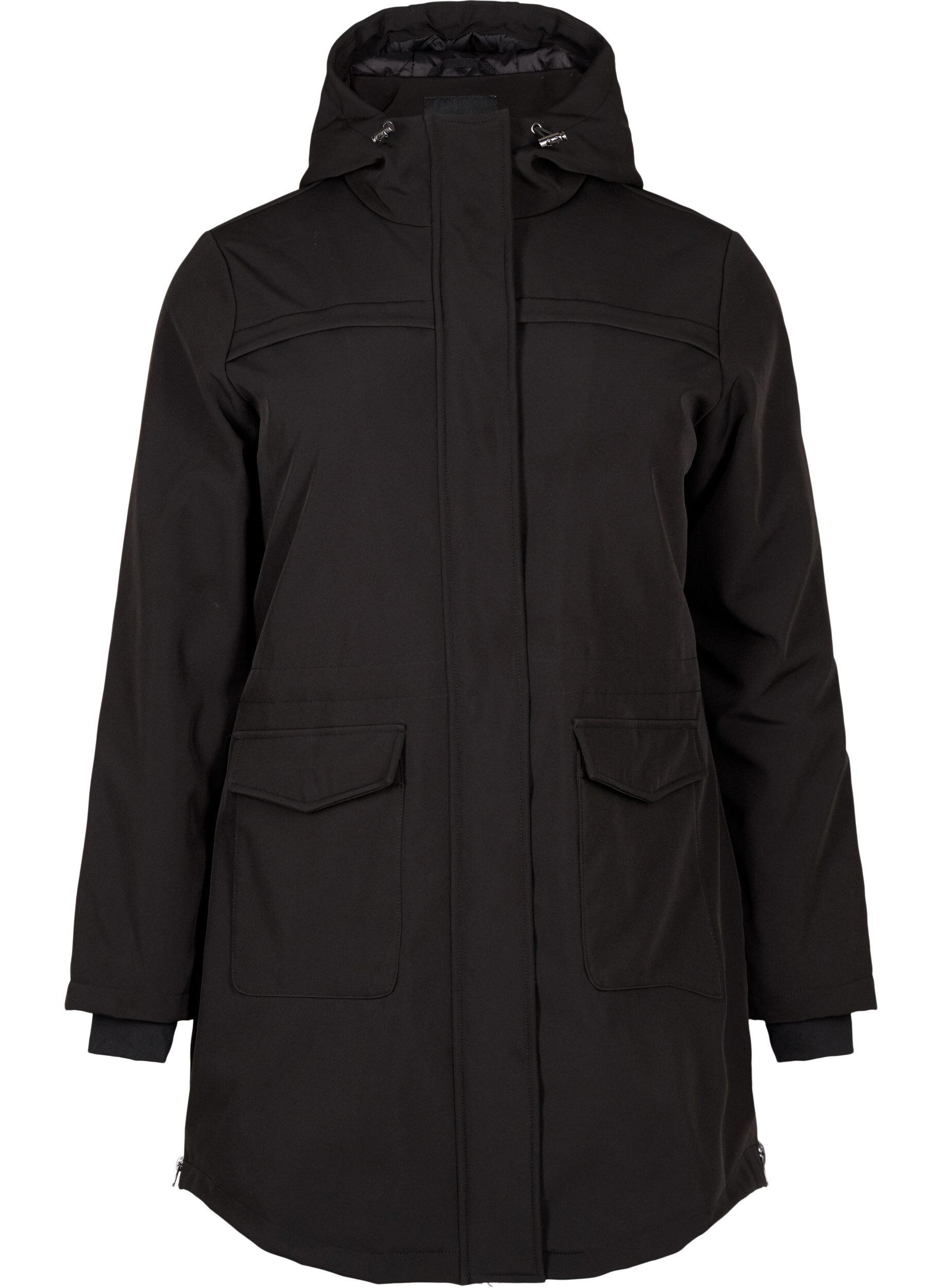 Water-repellent softshell jacket with quilted lining