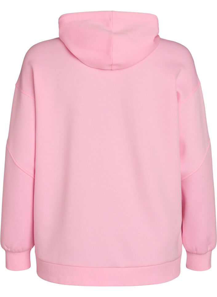 Sporty scuba hoodie with decorative stitching, Pink, Packshot image number 1