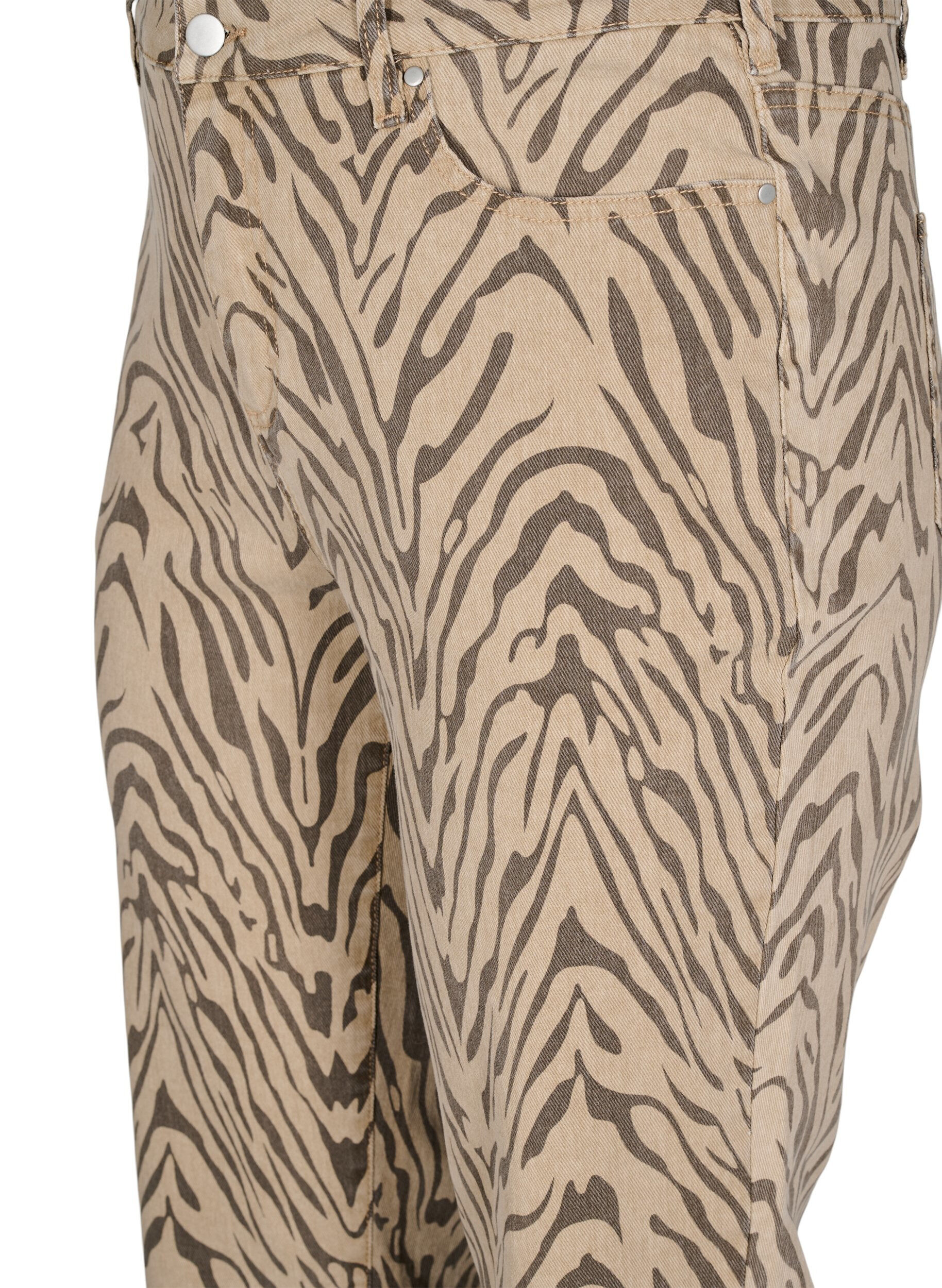 Zizzifashion Regular fit jeans with zebra print, Brown, Packshot image number 2