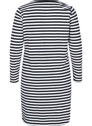 Striped cotton dress with long sleeves , Black w. White Thin, Packshot image number 1