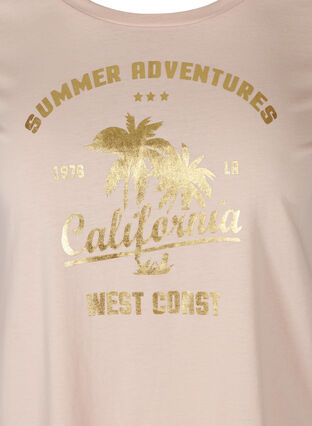 Short-sleeved cotton t-shirt with a print, Rose Smoke CALIFORN, Packshot image number 2