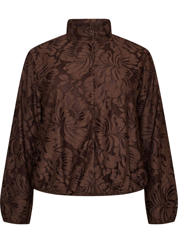 Bomber jacket with floral jacquard, Brown, Packshot image number 0