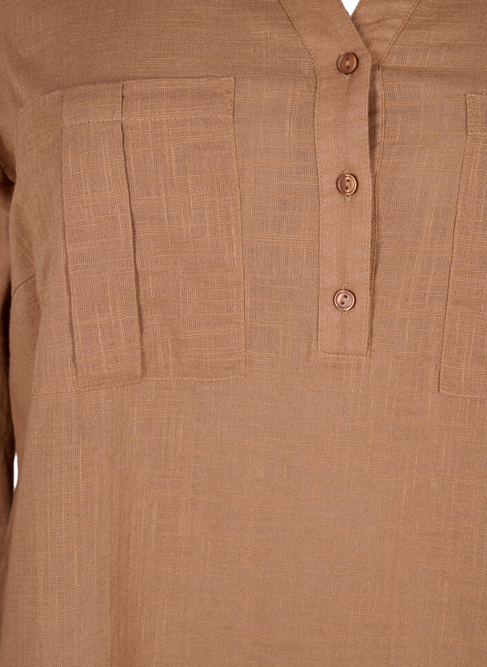 Cotton tunic with 3/4 sleeves, Coca Mocha, Packshot image number 2