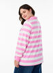 Striped polo shirt with terry detailing, Bubblegum w. White, Model image number 1