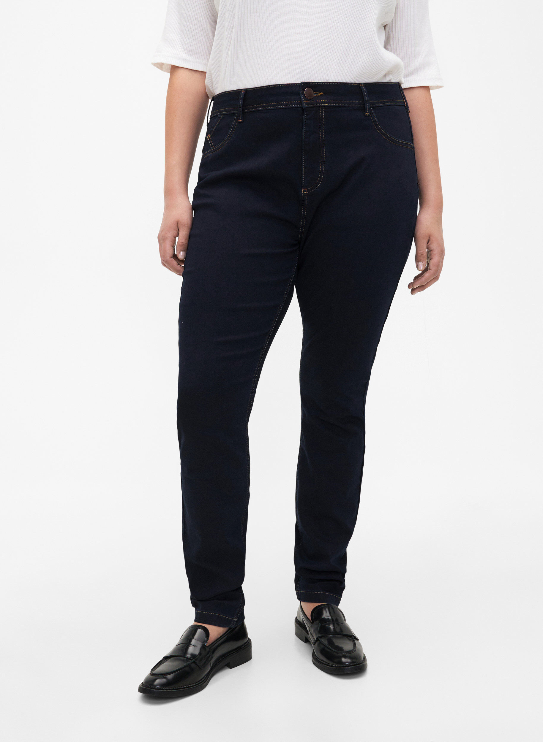 Zizzifashion Extra slim fit Amy jeans with a high waist, Blue, Model image number 2