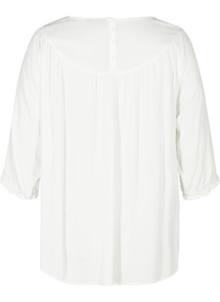 Viscose blouse with embroidery and 2/4-length sleeves, Snow White, Packshot image number 1