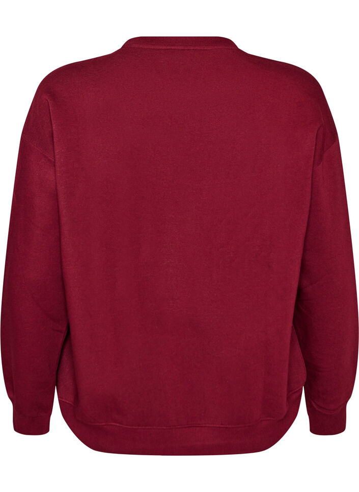 Sweatshirt with text print, Red, Packshot image number 1