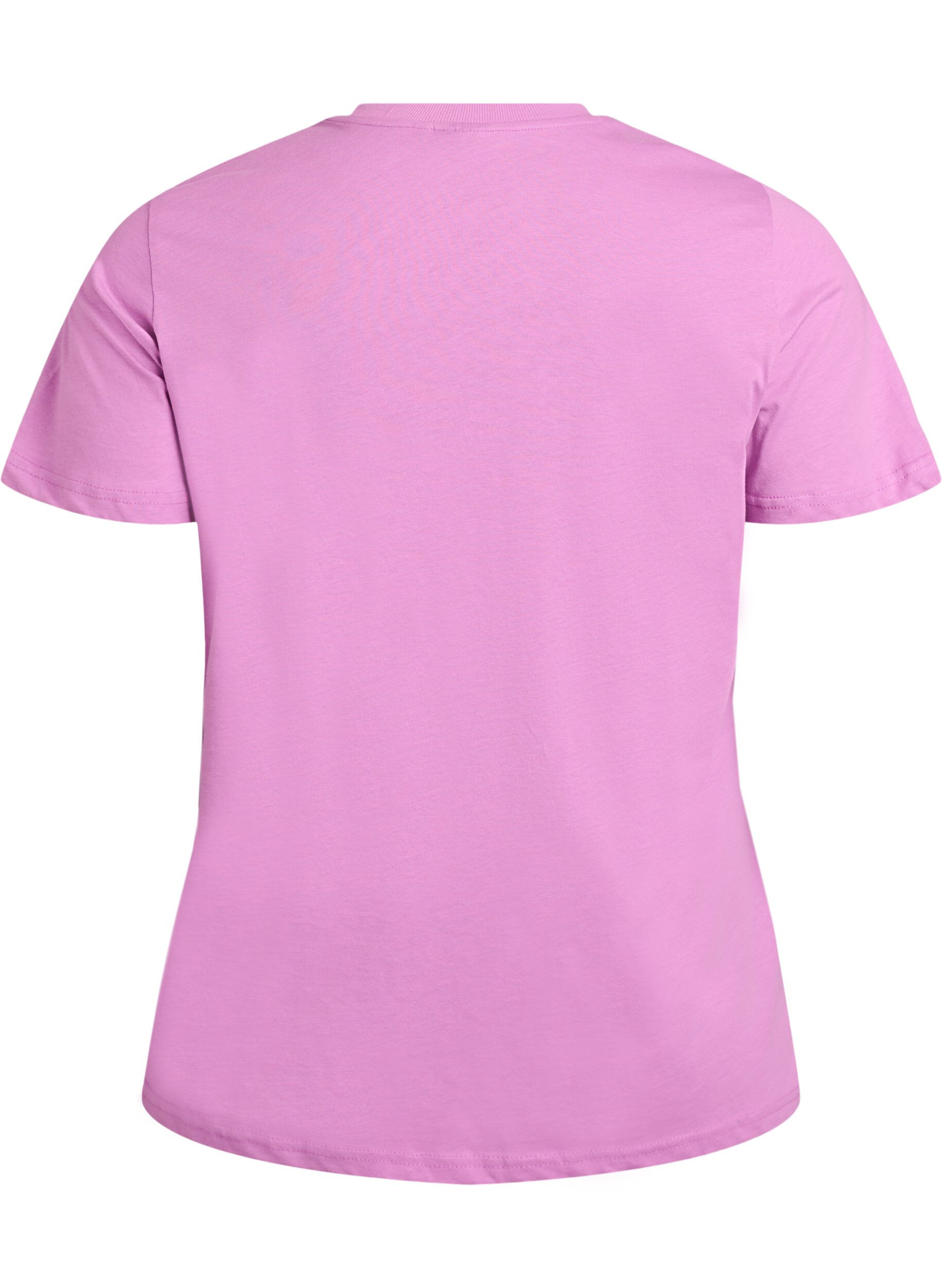 Zizzifashion Basic cotton T-shirt with round neck, Purple, Packshot image number 1