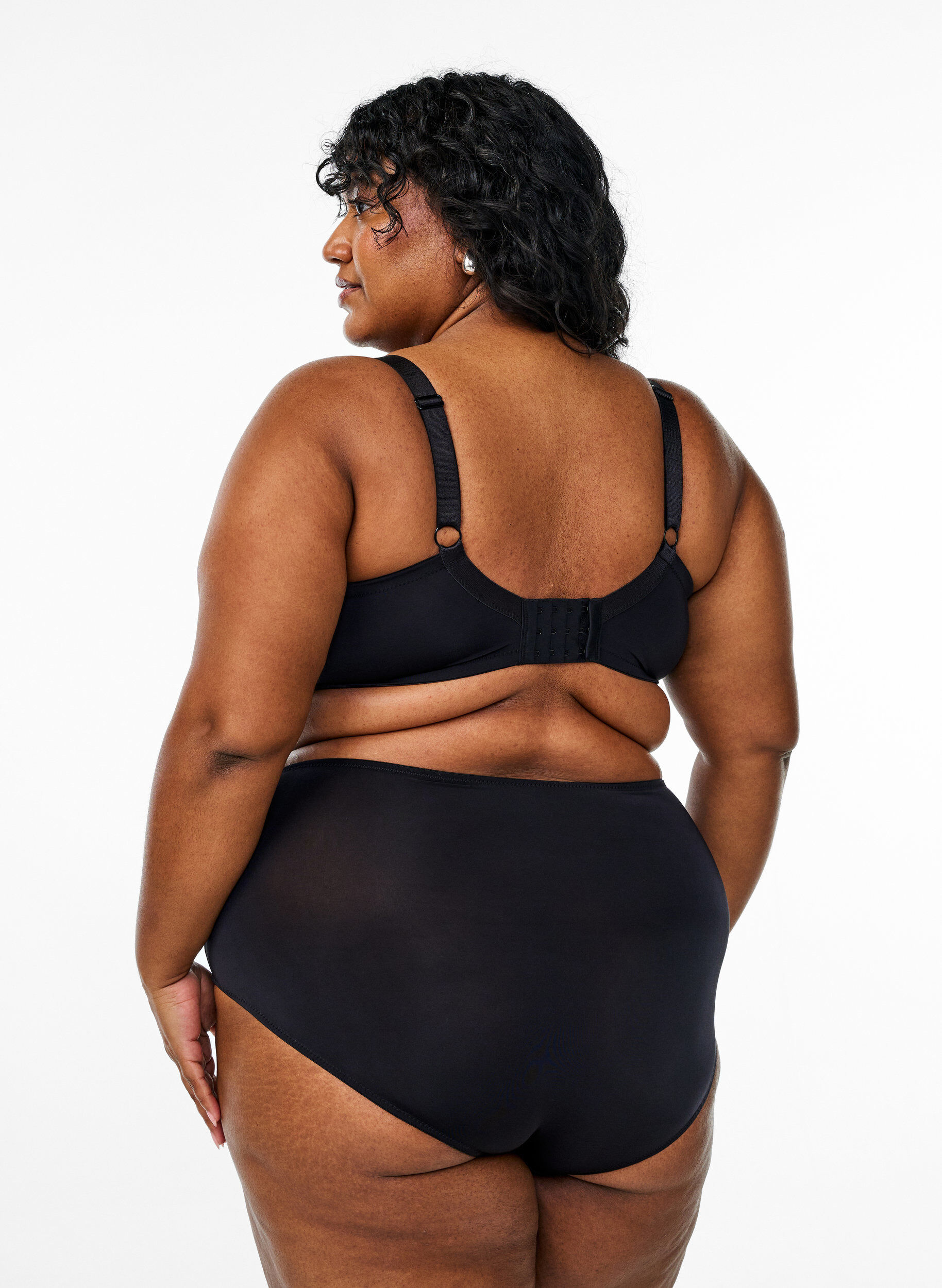 Zizzifashion Microfiber briefs with floral embroidery, Black, Model image number 1