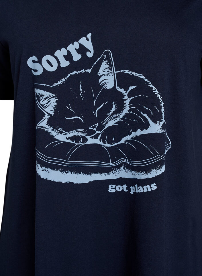 Short-sleeved nightgown in organic cotton, Blue, Packshot image number 2