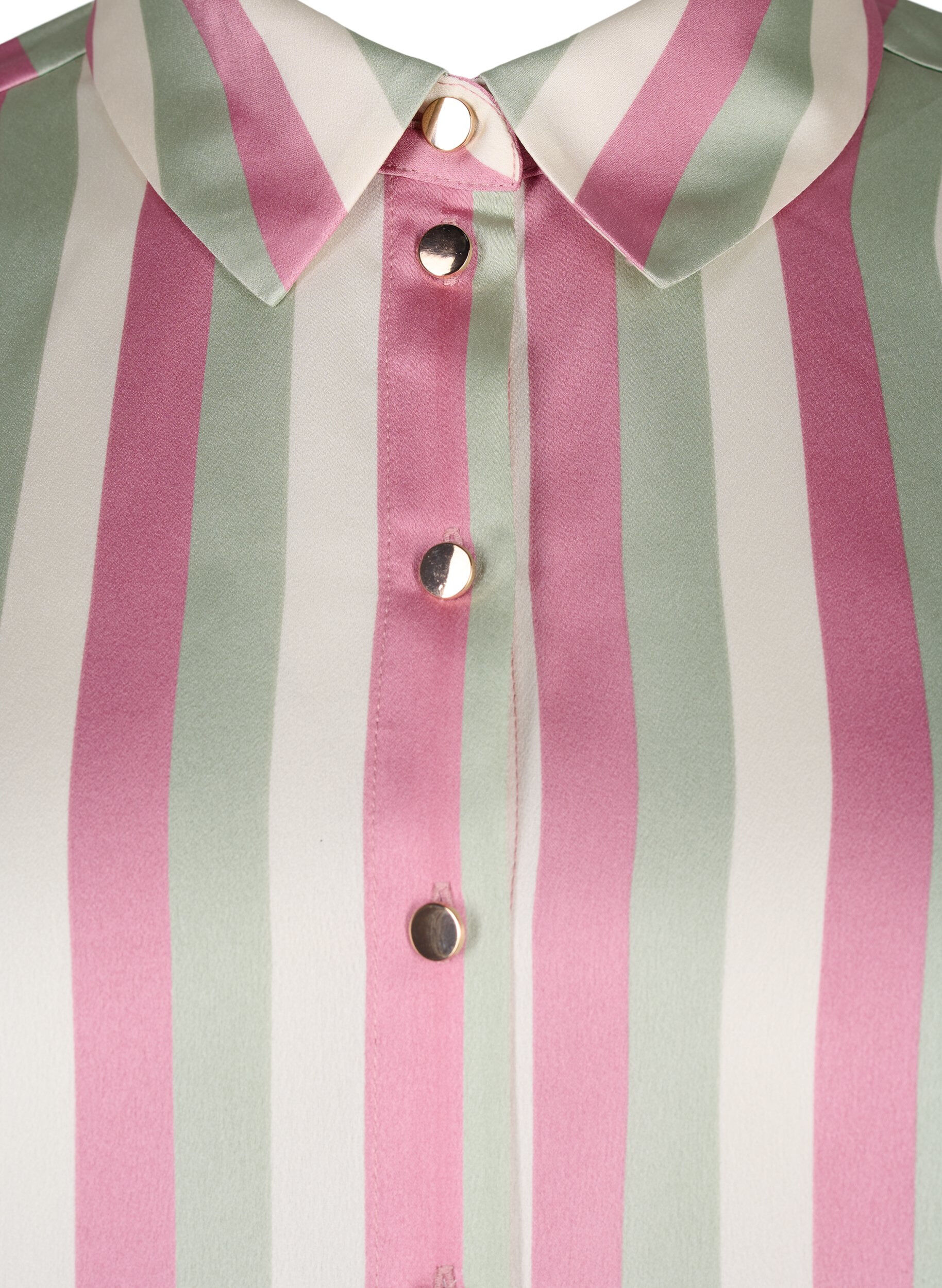 Zizzifashion Striped satin shirt with collar, Rose Stripe, Packshot image number 2