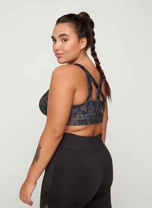 Printed sports top with a cross over back, Black Comb, Model image number 1