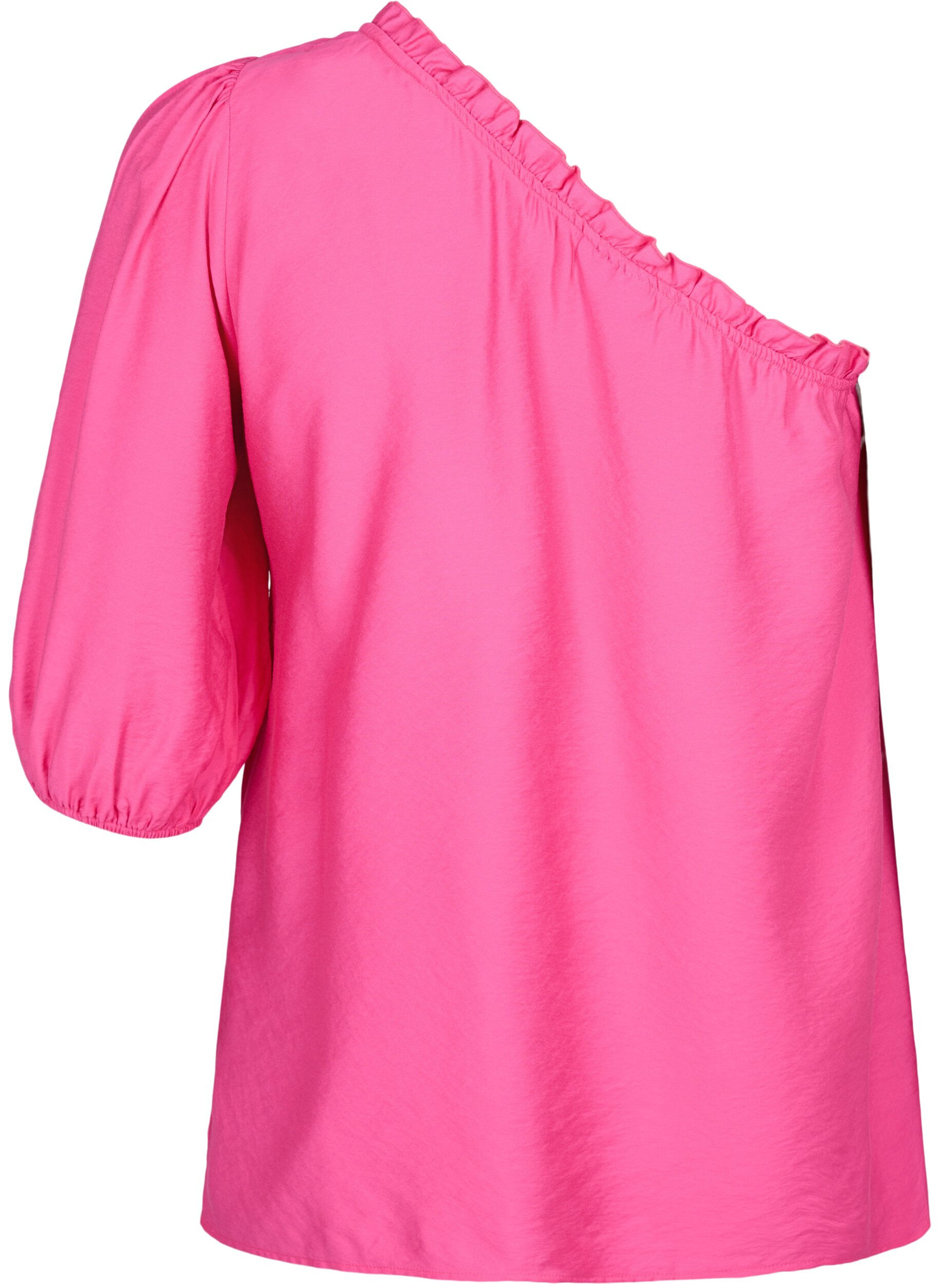 Zizzifashion One-shoulder blouse in viscose, Pink, Packshot image number 1