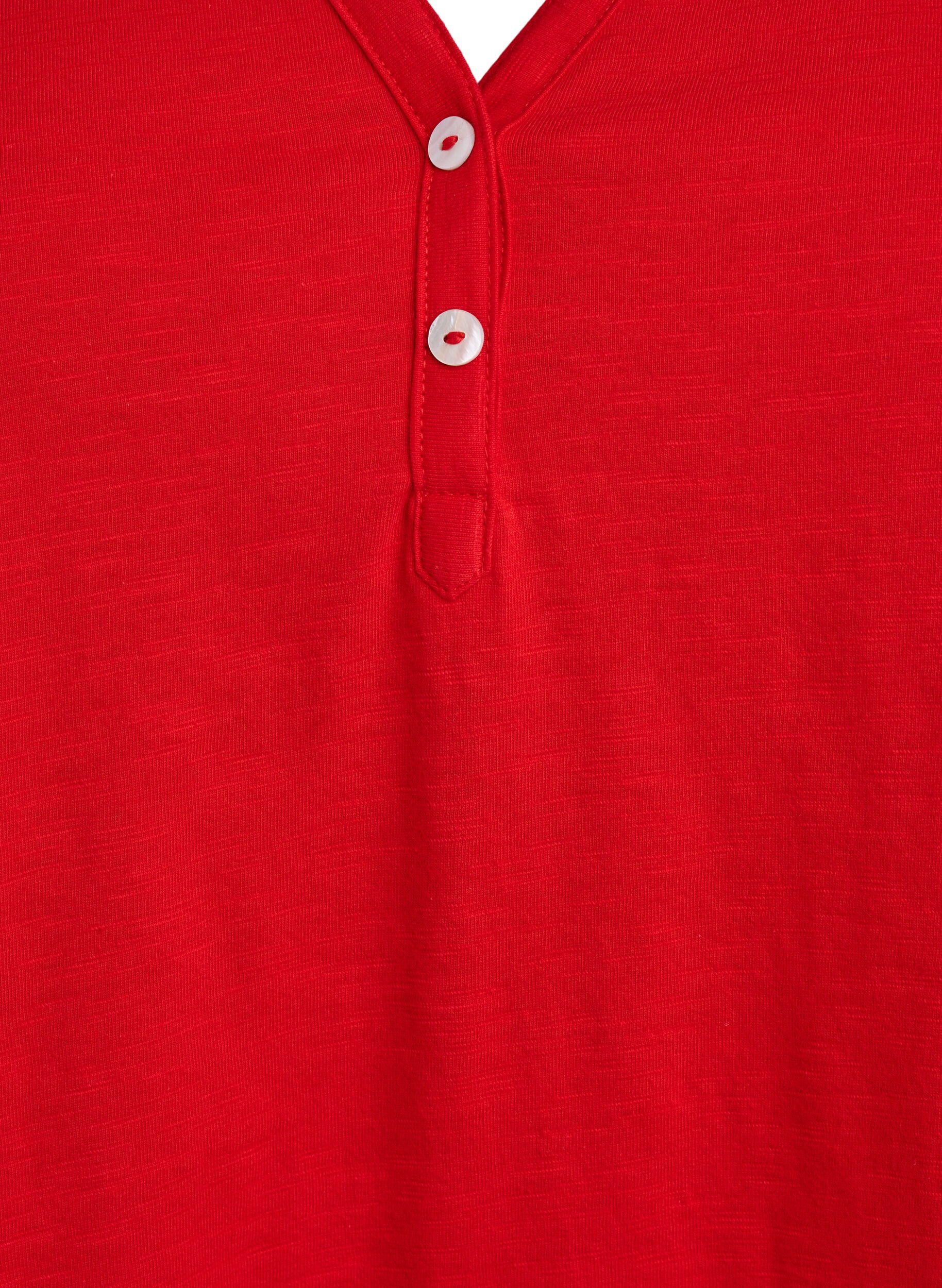 Zizzifashion FLASH - T-shirt with button detail, Red, Packshot image number 2