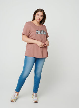 Short-sleeved t-shirt with print, Burlwood, Model image number 2