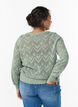 Patterned knit blouse with wavy edge and round neckline, Green, Model image number 2