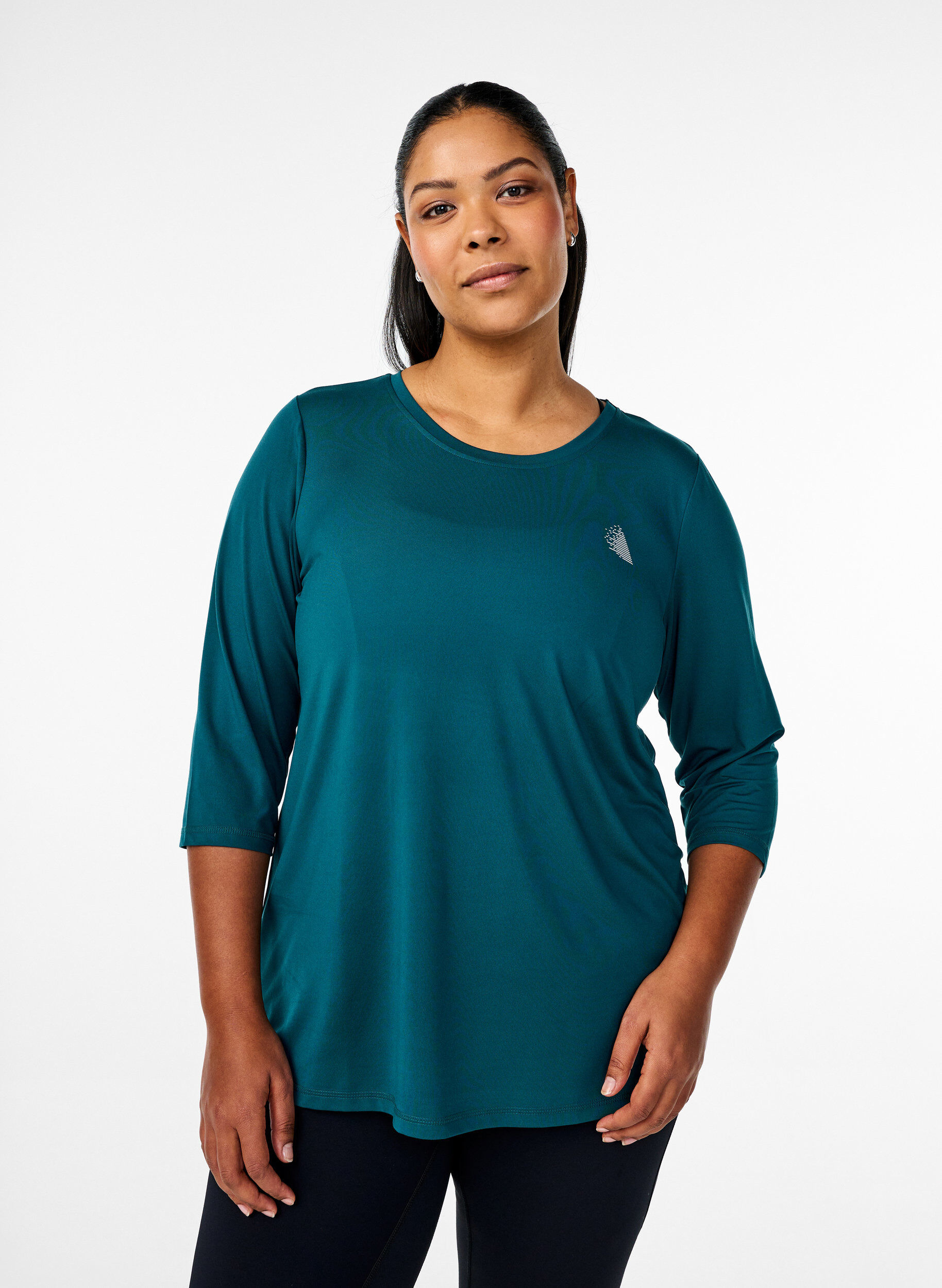 Sports top with 3/4 sleeves, Green, Model