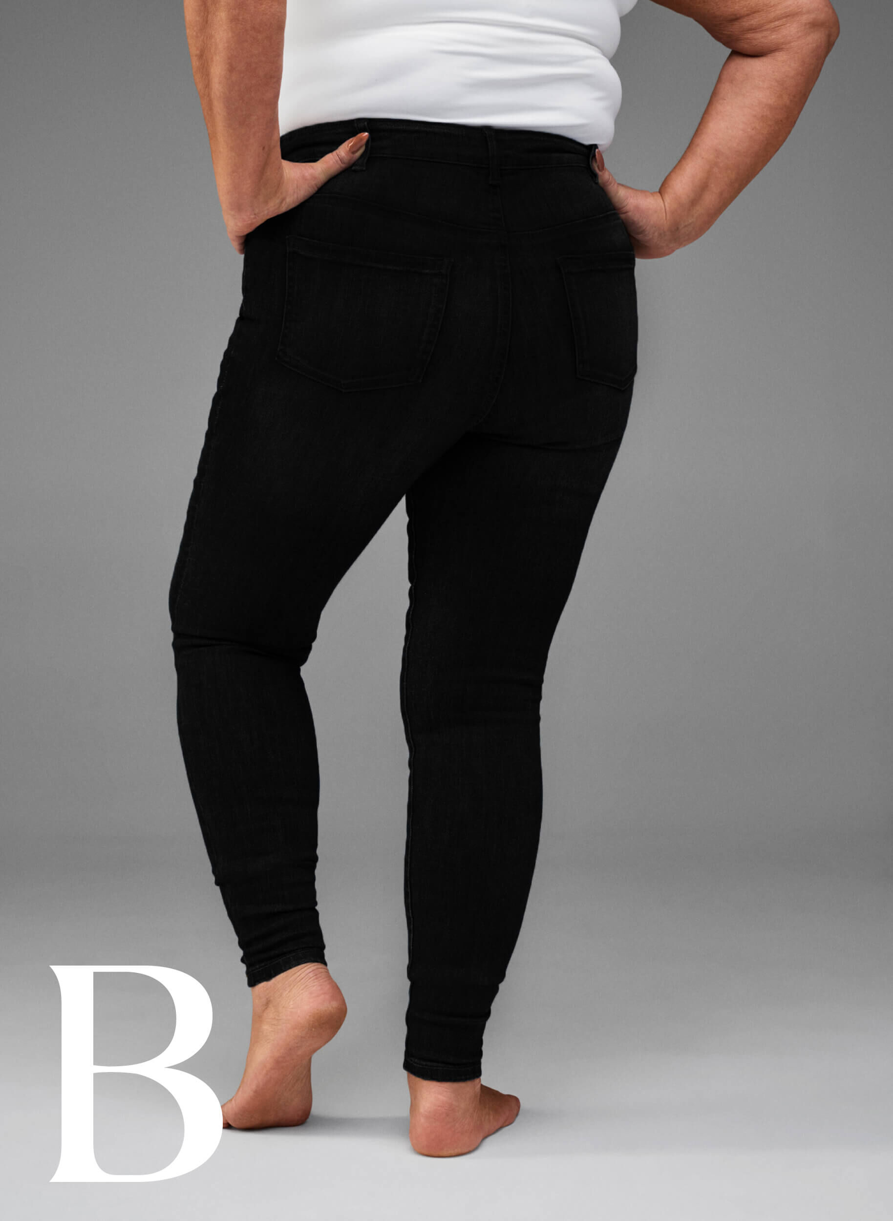 Zizzifashion Super slim jeans with high waist, Black, Model image number 5