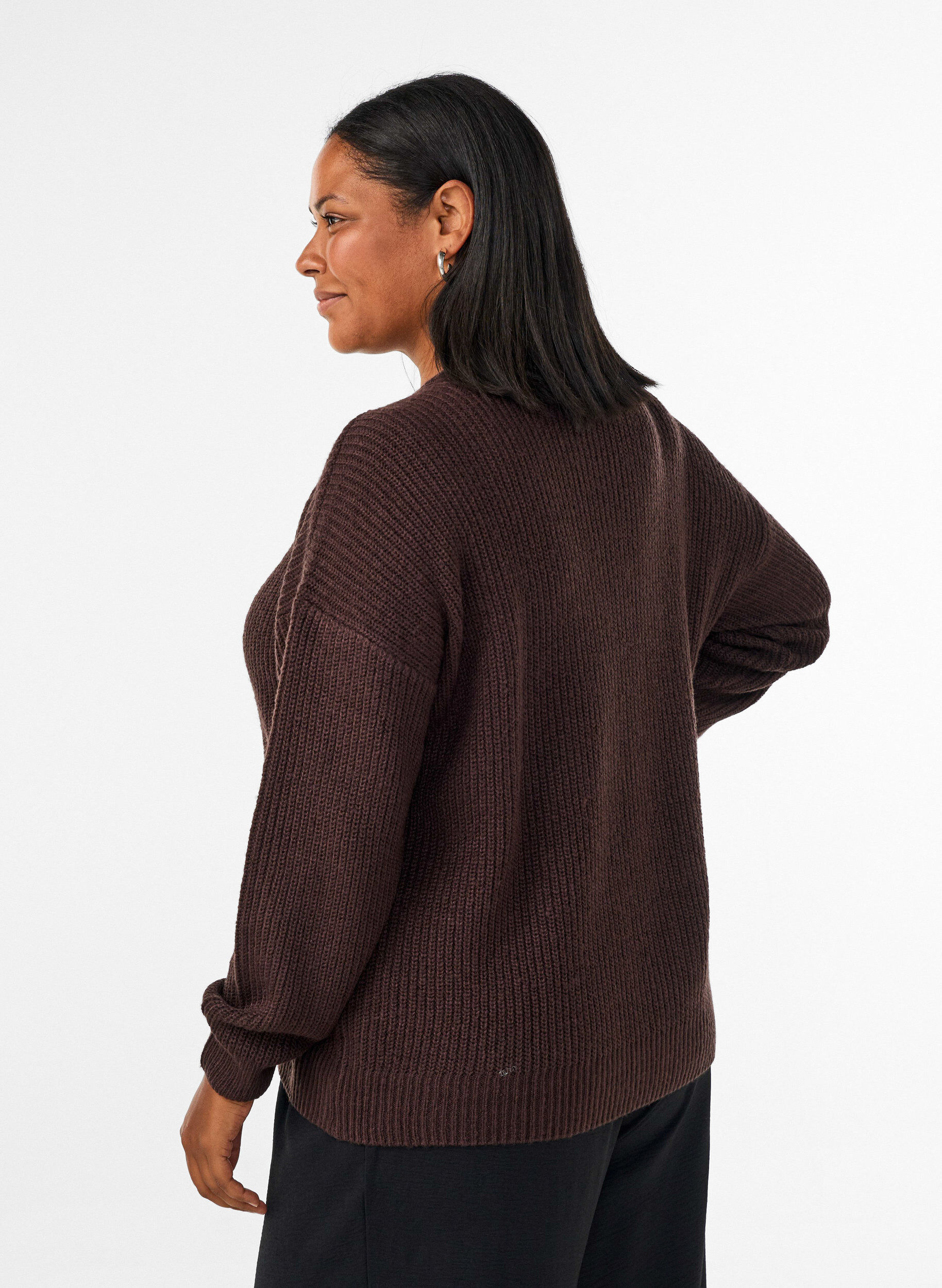ZizzifashionKnit cardigan with zip, Brown, Model image number 2