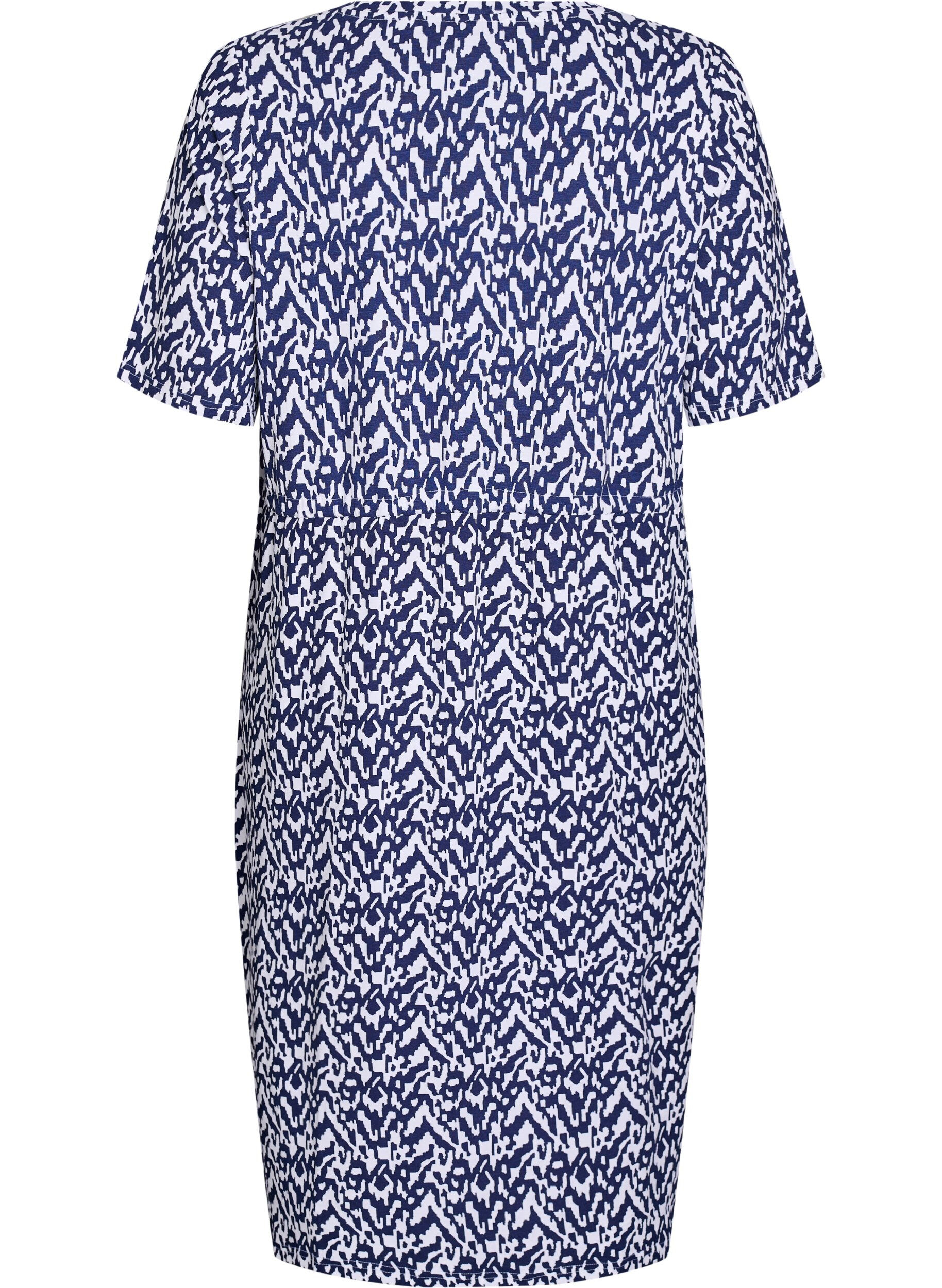 Zizzifashion Midi-length jersey dress with tie belt at the waist, Blue, Packshot image number 1