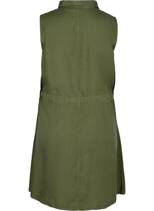 Sleeveless shirt dress with adjustable waist, Kaki Green, Packshot image number 1