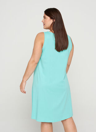 Sleeveless cotton dress in A-line, Aqua Sky SUPER , Model image number 1