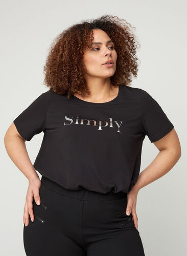 Short-sleeved t-shirt with print, Black SIMPLY, Model image number 0