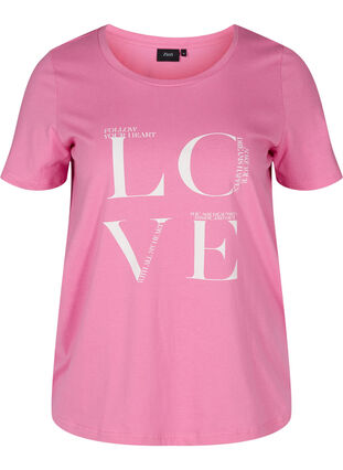 Cotton t-shirt with print, Cyclamen LOVE, Packshot image number 0