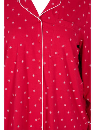 Printed cotton pyjama top, Tango Red AOP, Packshot image number 2