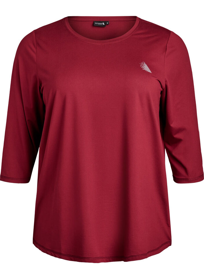 Sports top with 3/4 sleeves, Red, Packshot image number 0