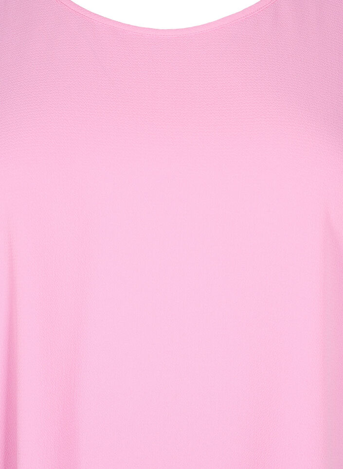 Blouse with short sleeves and a round neckline, Pink, Packshot image number 2
