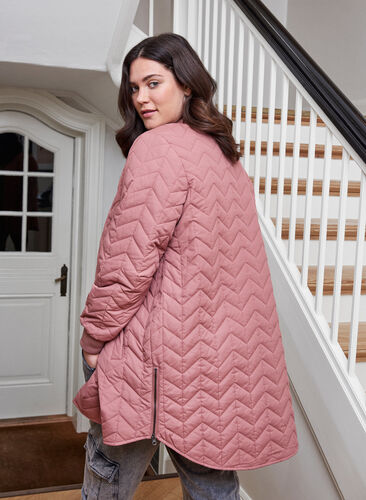 Long quilted jacket with button fastening, Burlwood, Image image number 0