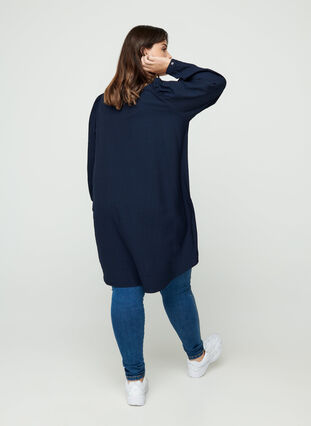 Plain tunic with puff sleeves, Night Sky, Model image number 1