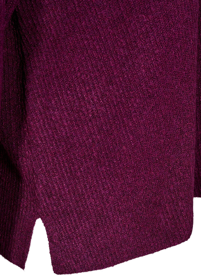 Knitted blouse with v-neck and long sleeves, Potent P. Black Mel., Packshot image number 3