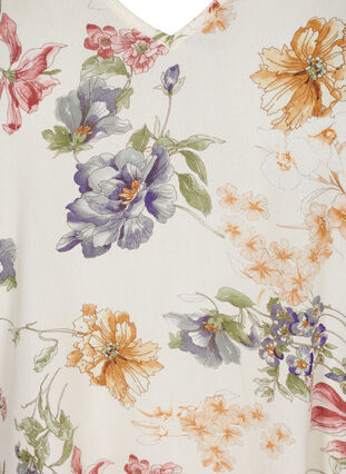 Short-sleeved viscose blouse with a floral print, Creme Vintage Flower, Packshot image number 2