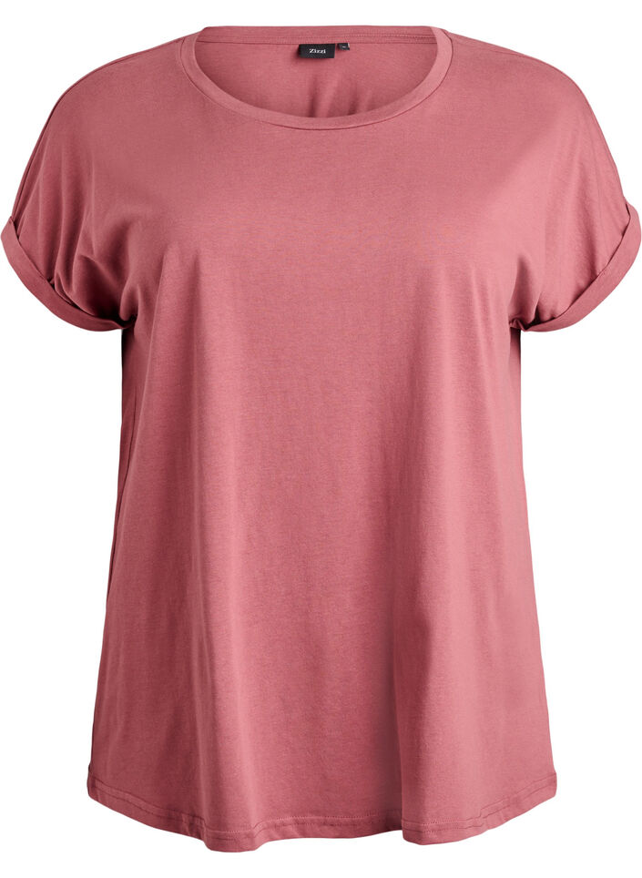 Short-sleeved cotton blend t-shirt, Rose, Packshot image number 0