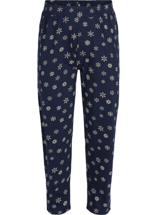Loose pyjama trousers in organic cotton, Night Sky Snow, Packshot image number 0